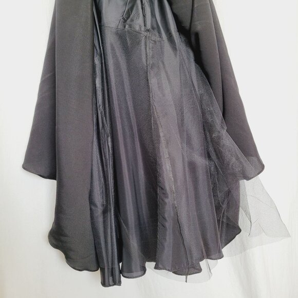 Black Taffeta A Line Full Length Formal Maxi Skirt Size 12 VTG JS Collections - Picture 9 of 12